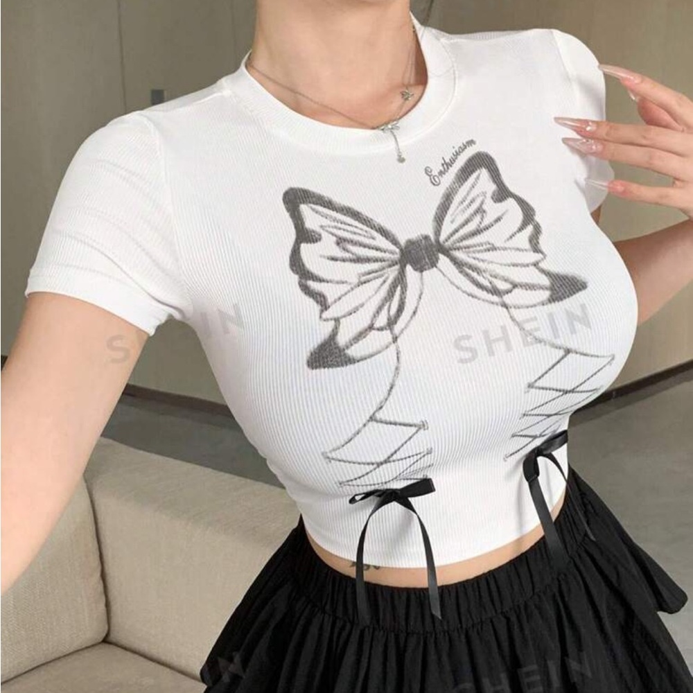 Bow white crop top